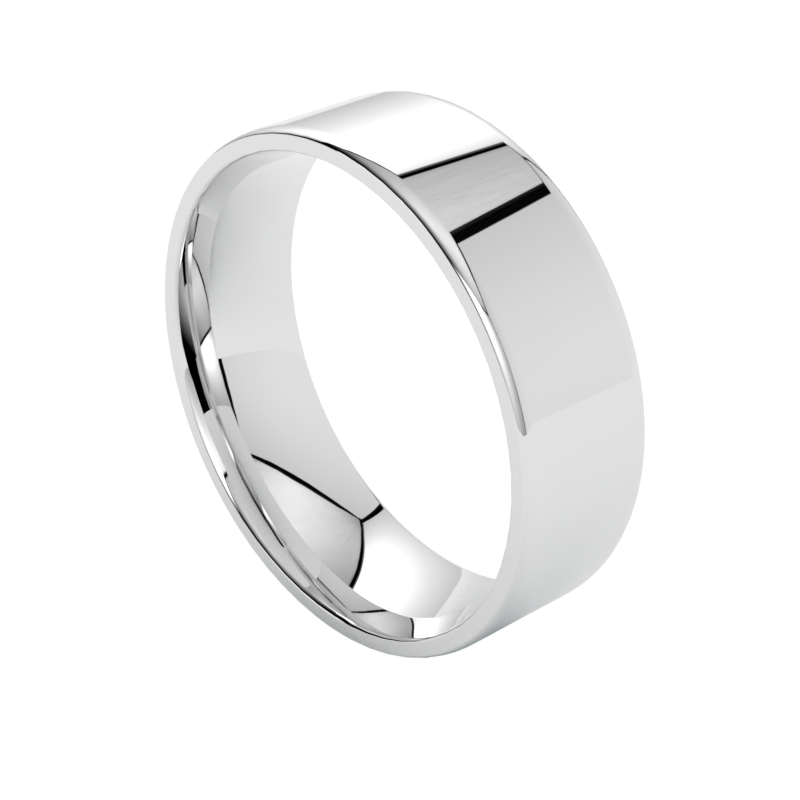 Ekskluzywna płaska obrączka ślubna z białego złota 585